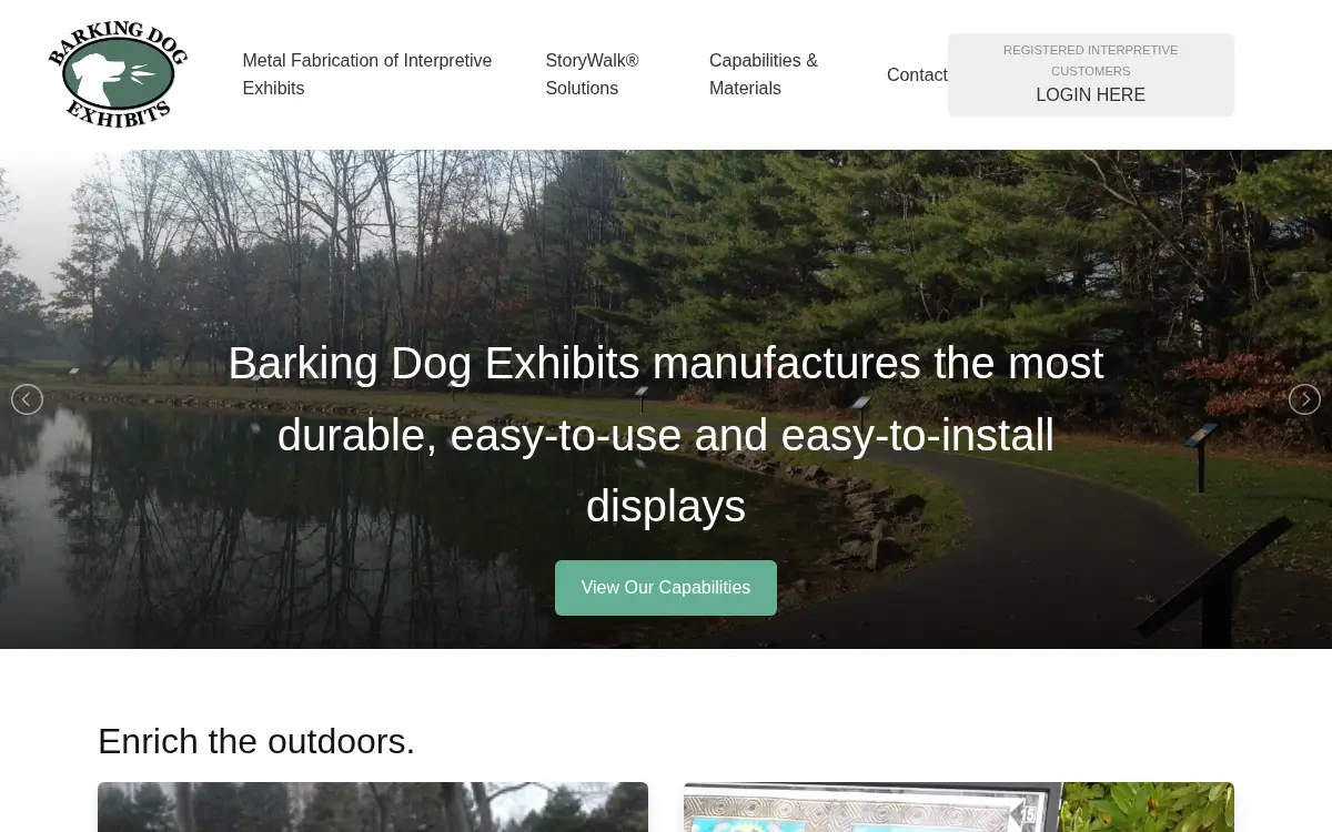 Homepage of Barking Dog Interpretive Design, INC