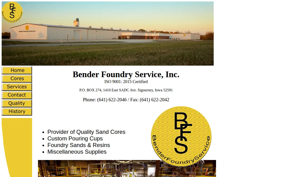 Homepage of Bender Foundry Service, INC