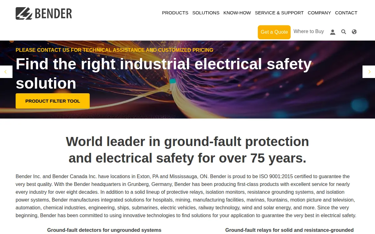 Homepage of Bender Electronics, Incorporated