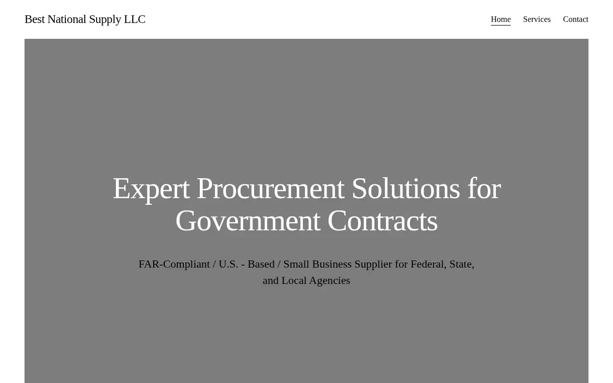 Homepage of Best National Supply LLC