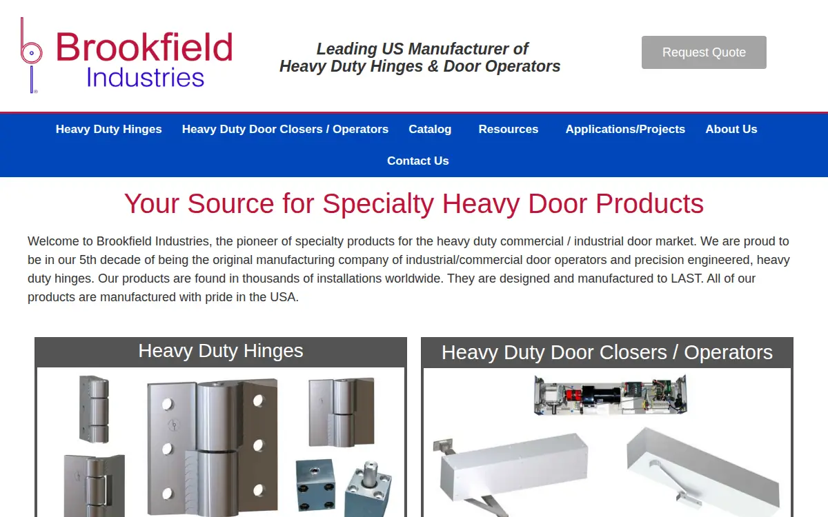 Homepage of Brookfield Industries, INC.