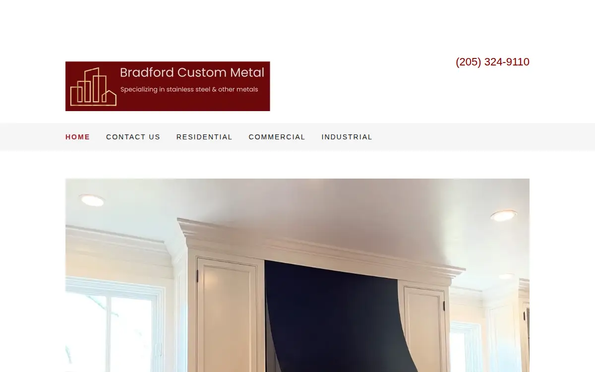 Homepage of Bradford & Hines Custom Metal Fabrication, INC.