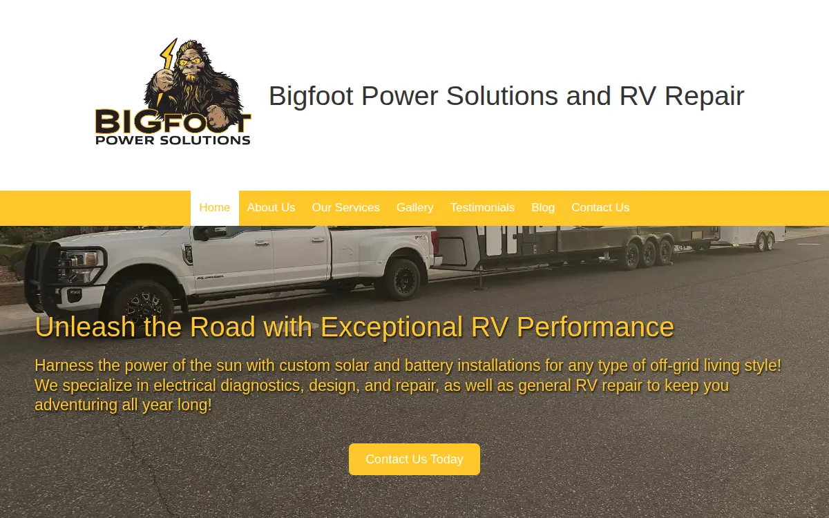 Homepage of Bigfoot Power Solutions LLC