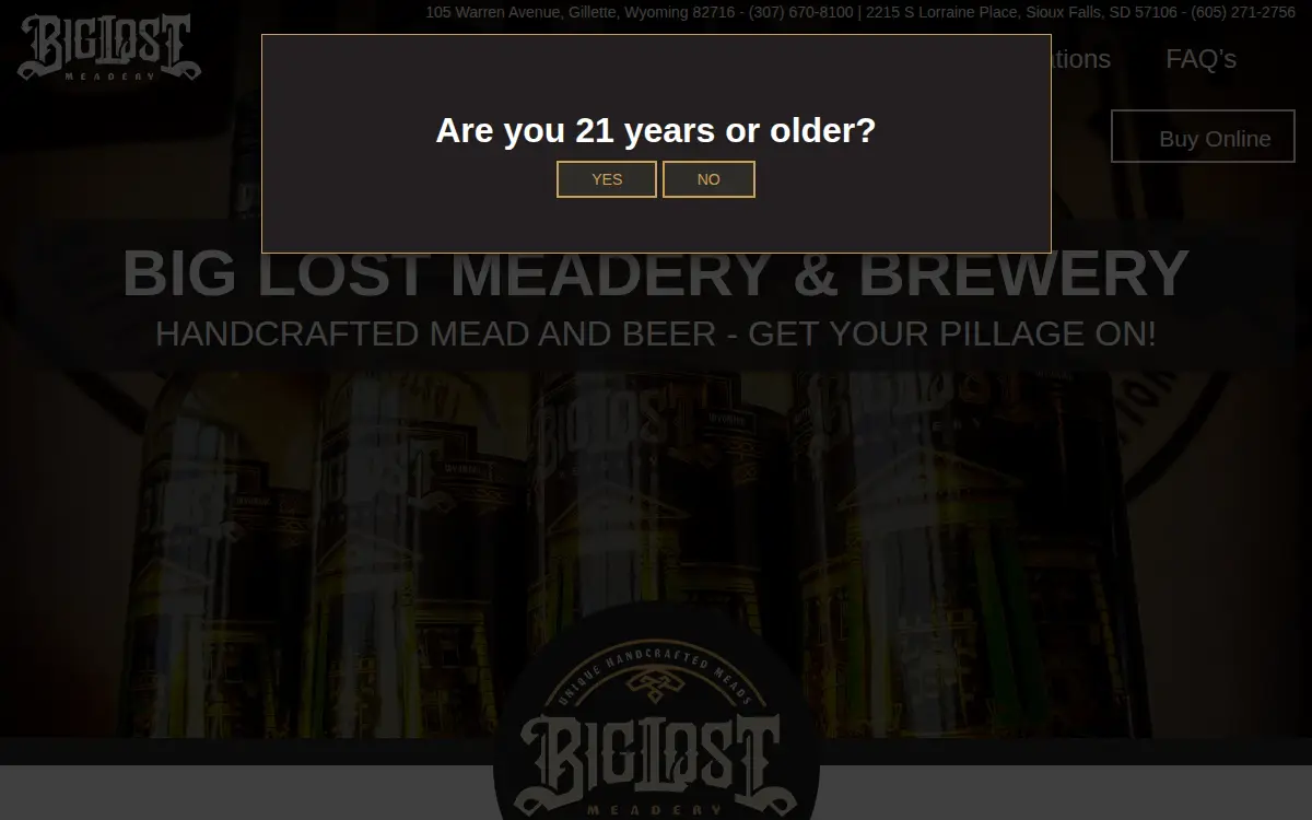 Homepage of Big Lost Meadery LLC