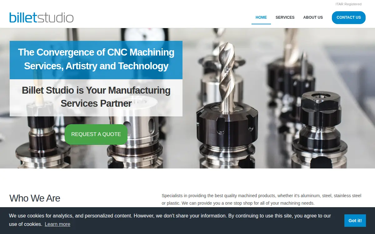 Homepage of Billet Studio, LLC