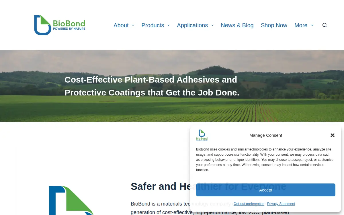 Homepage of Biobond Adhesives, INC