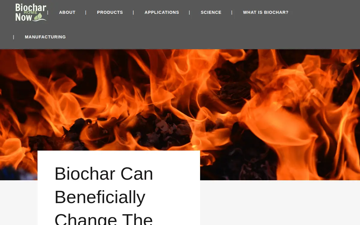 Homepage of Biochar Now, LLC
