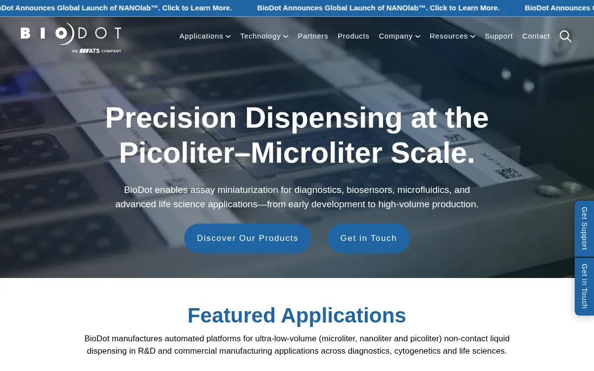 Homepage of Biodot, INC.