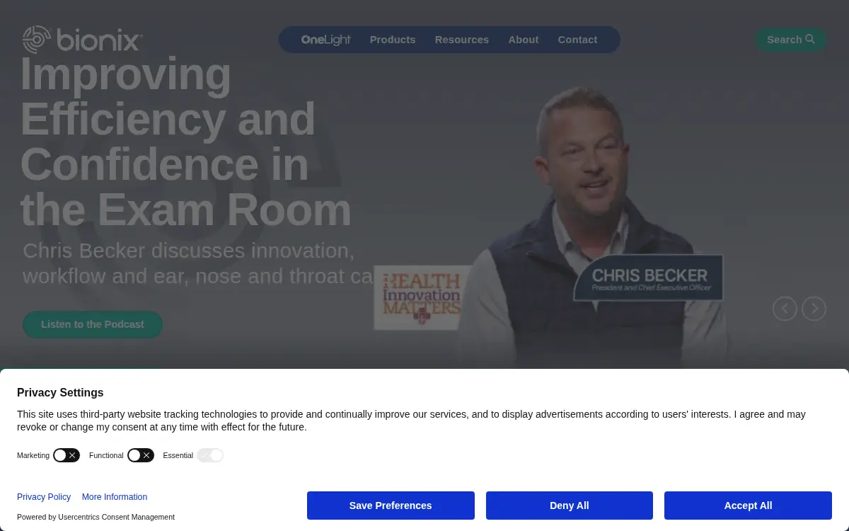 Homepage of Bionix, LLC