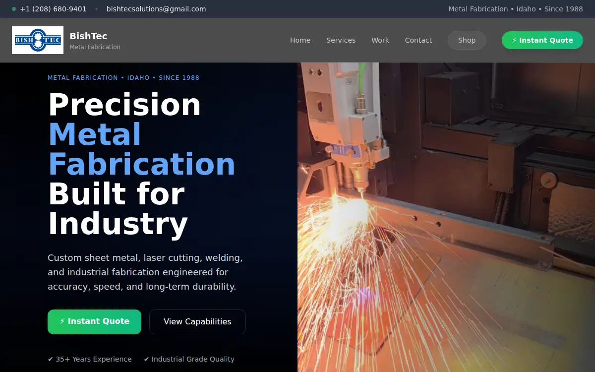 Homepage of Bishtec LLC