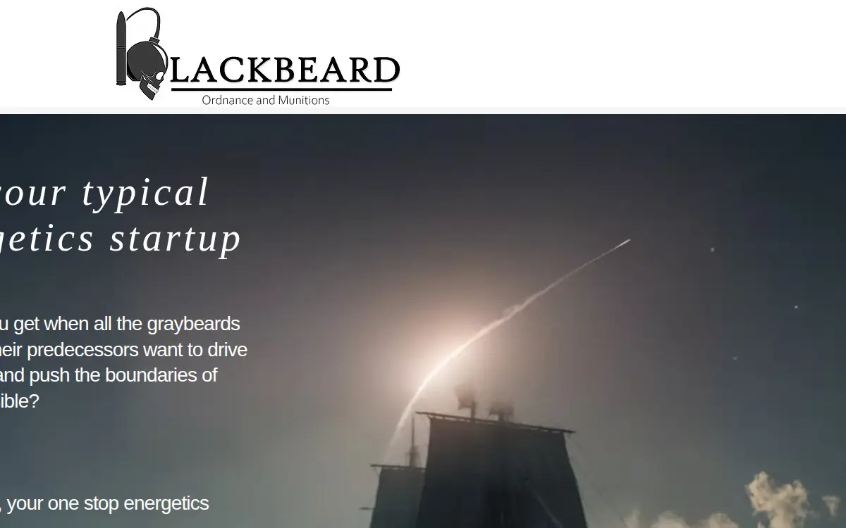 Homepage of Blackbeard Ordnance and Munitions LLC