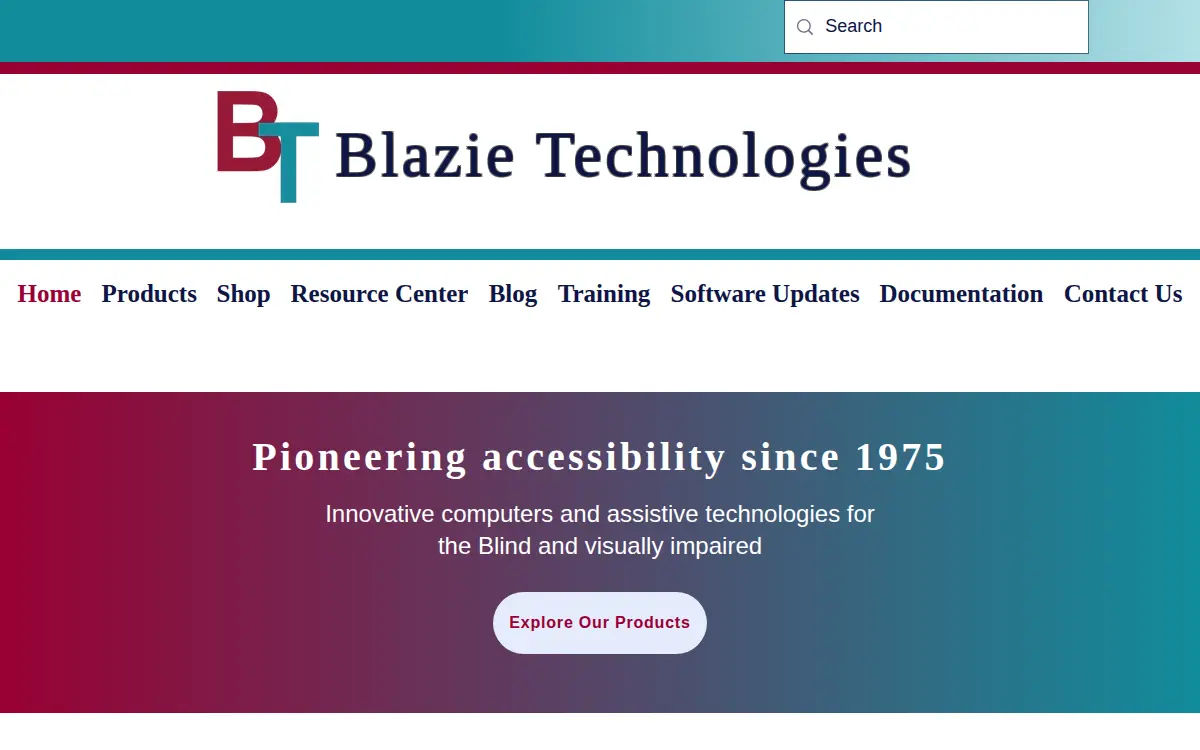 Homepage of Blazie Technologies, LLC