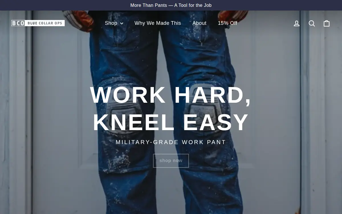 Homepage of Blue Collar Ops INC