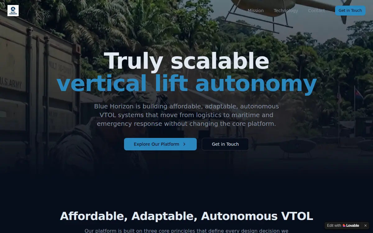 Homepage of Blue Horizon Industries INC