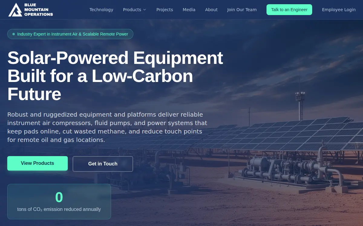 Homepage of Blue Mountain Operations, LLC