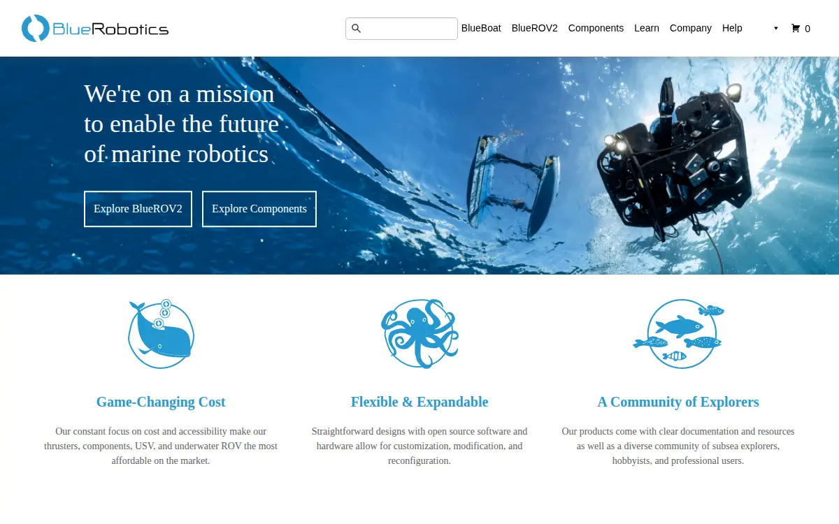 Homepage of Blue Robotics INC