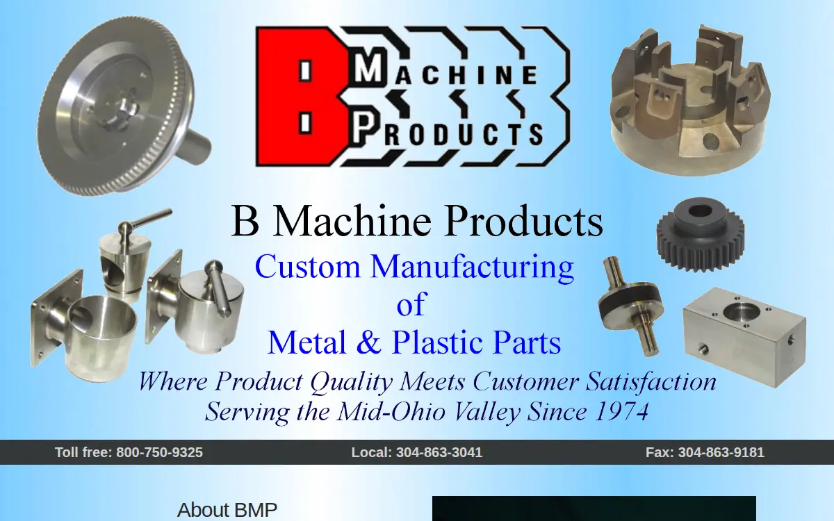 Homepage of B Machine Products, INC.