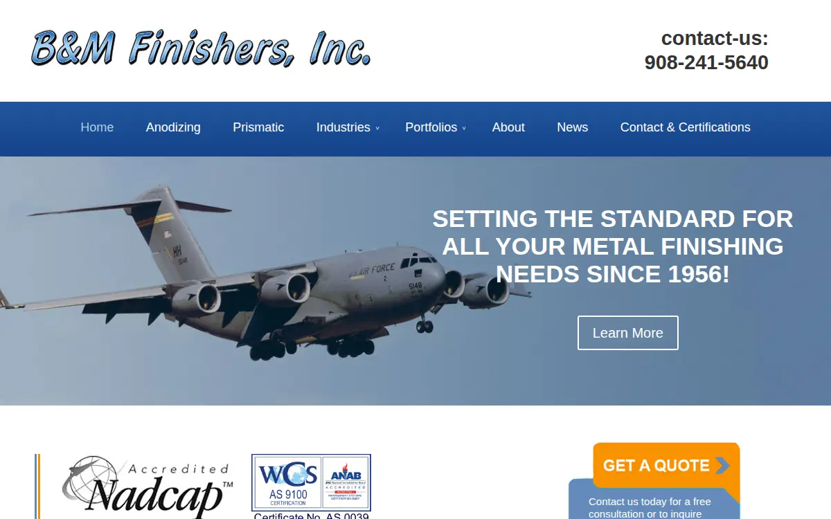 Homepage of B & M Finishers INC