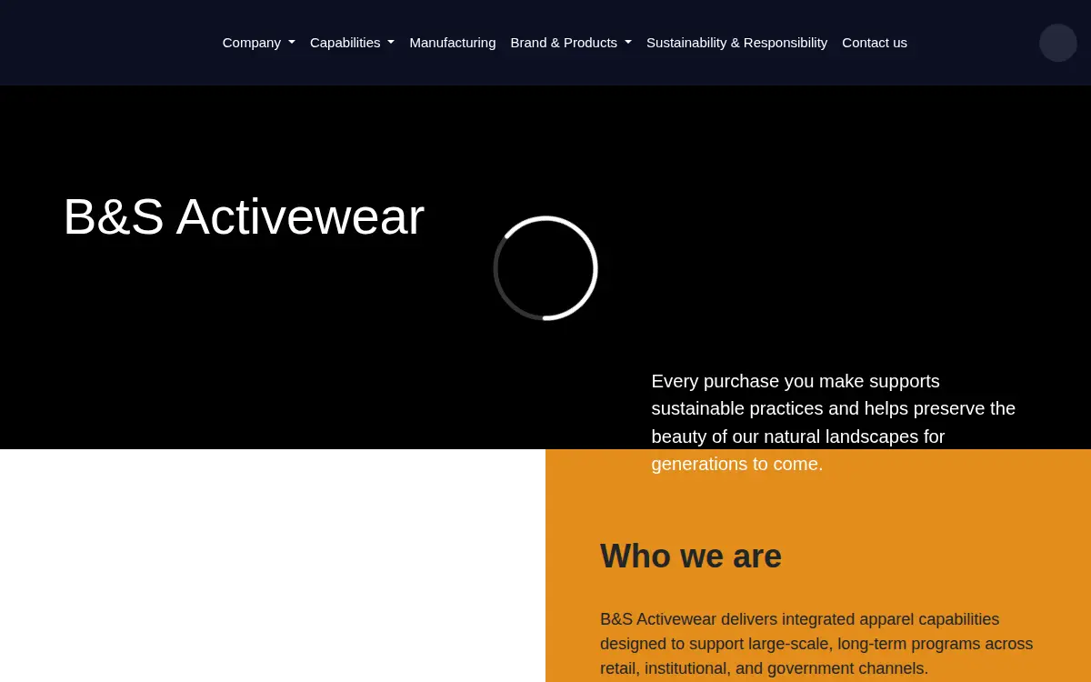 Homepage of B&s Activewear LLC