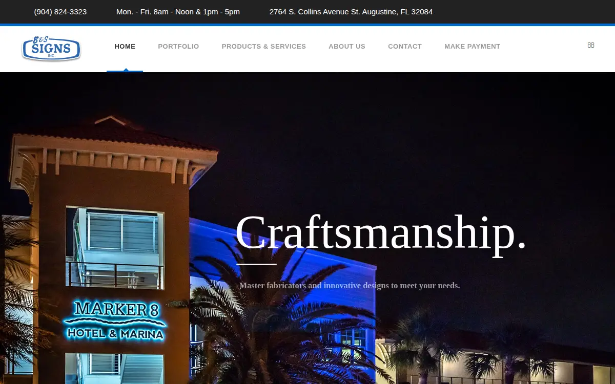 Homepage of B & S Signs, INC.