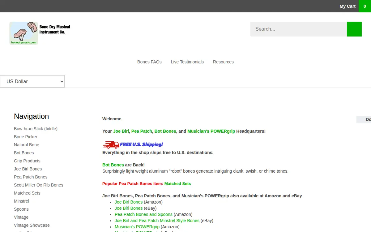 Homepage of Bone Dry Musical Instrument CO