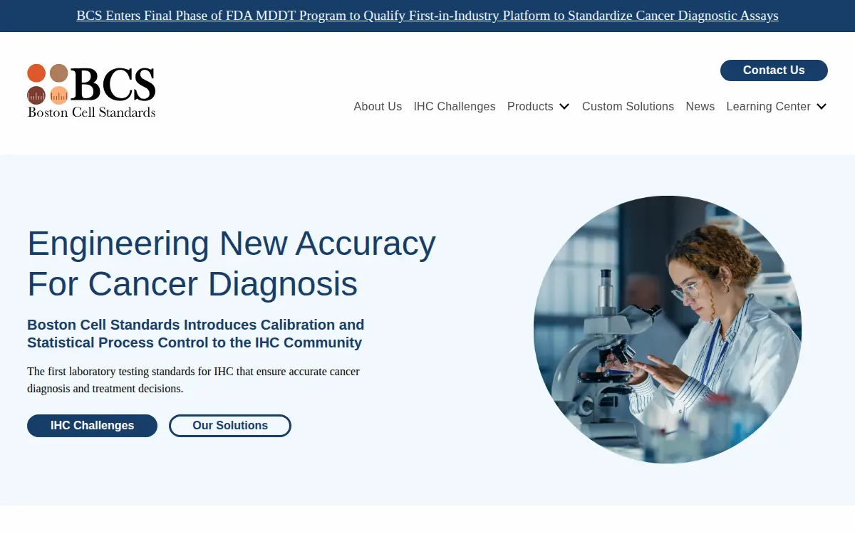 Homepage of Boston Cell Standards INC.