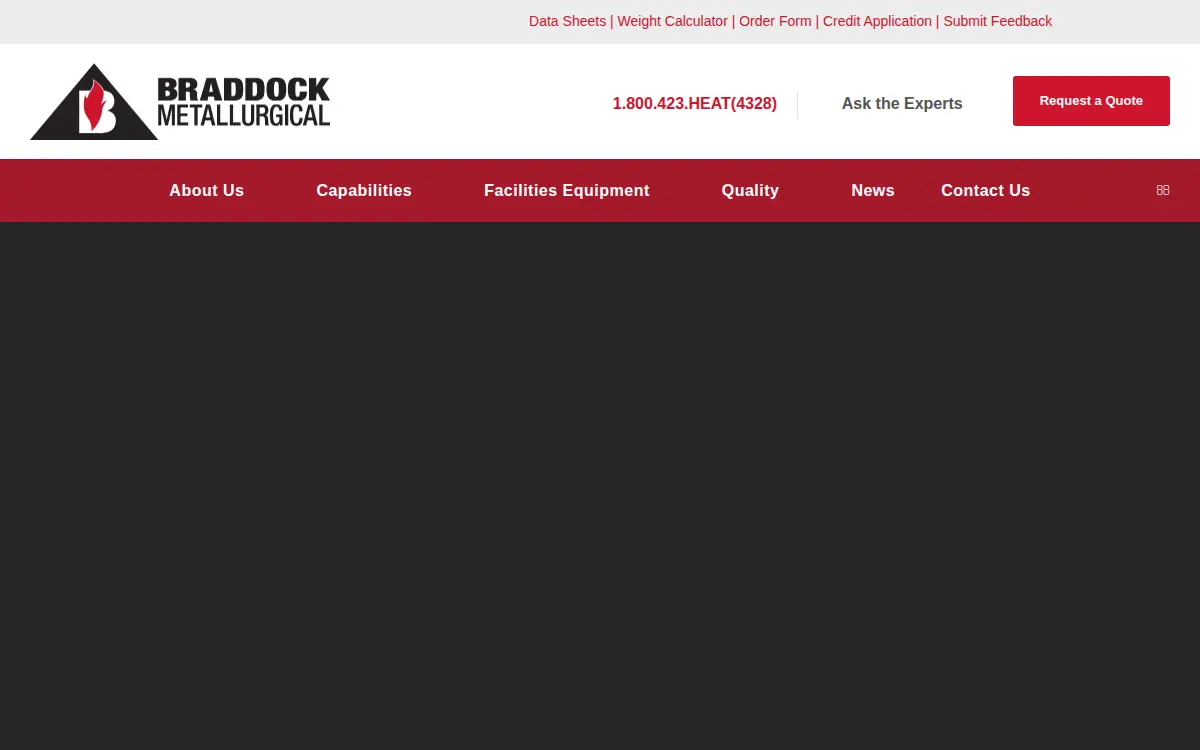 Homepage of Braddock Metallurgical Aerospace Services, INC.