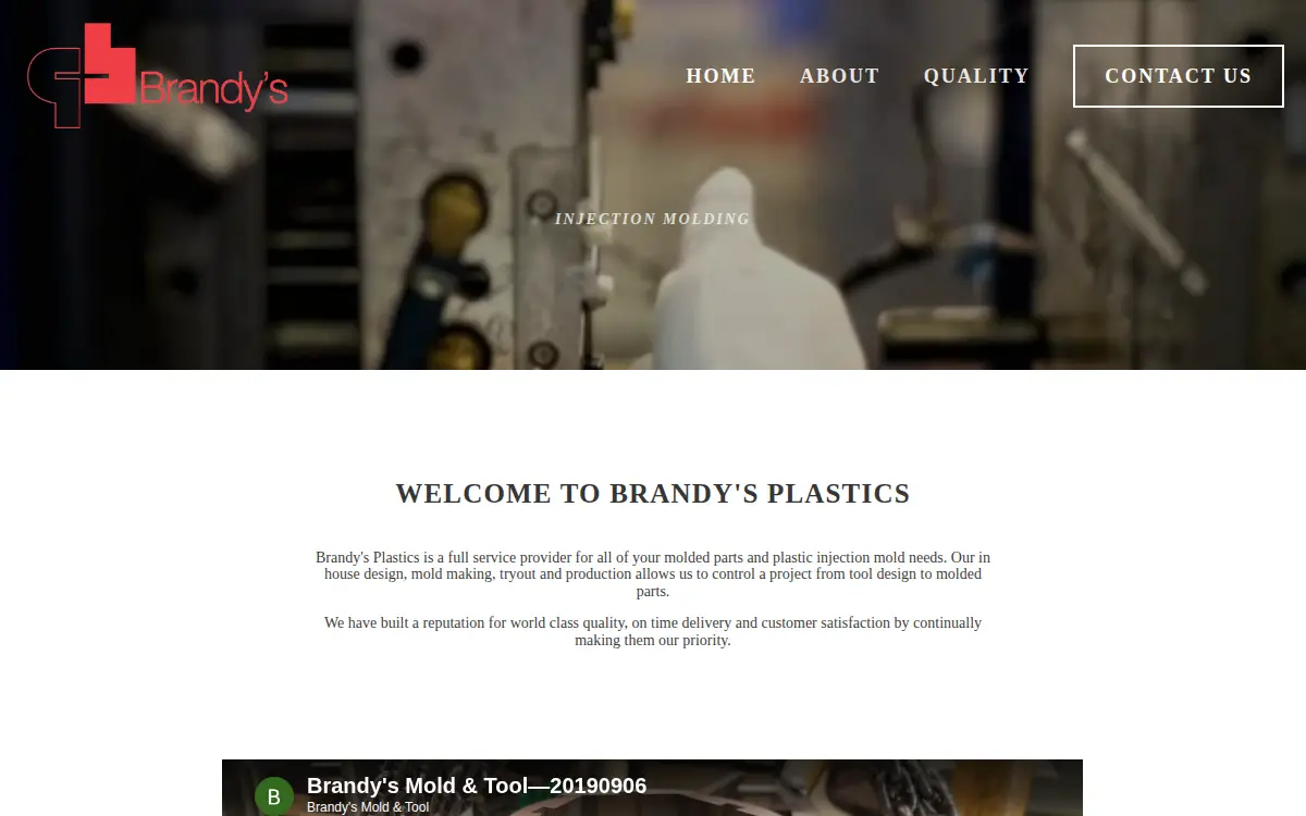 Homepage of Brandys Mold and Tool Center, LTD.