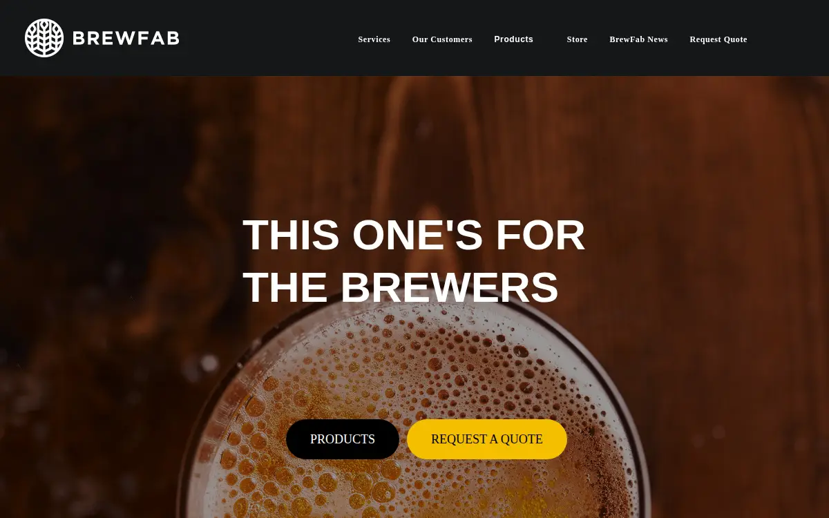 Homepage of Brewfab, LLC