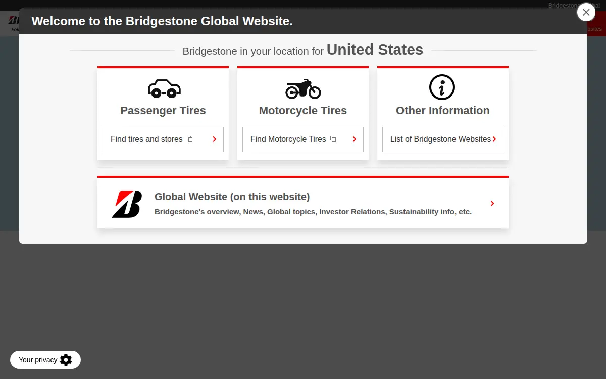 Homepage of Bridgestone Aircraft Tire Usa, INC