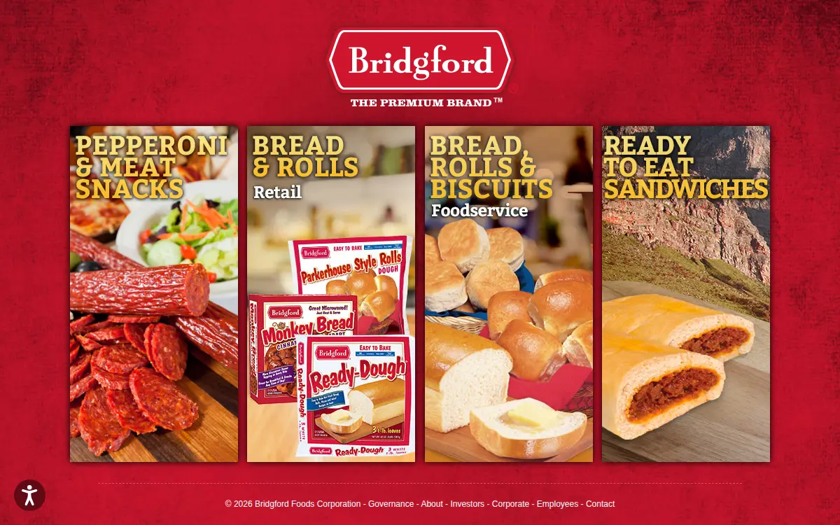 Homepage of Bridgford Marketing CO
