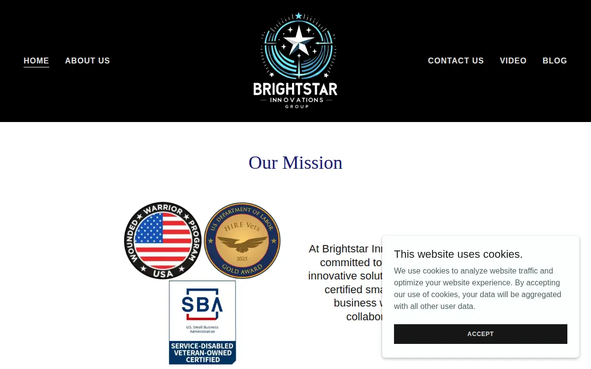 Homepage of Brightstar Innovations Group LLC