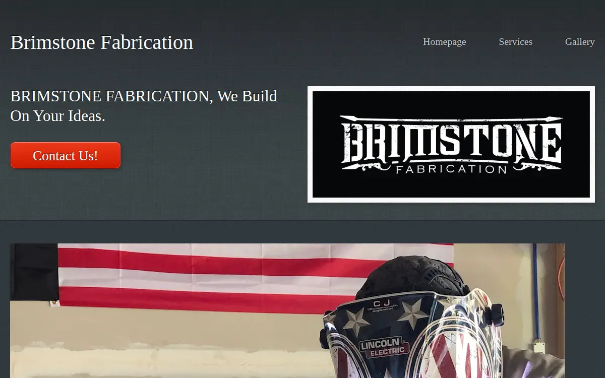 Homepage of Brimstone Fabrication LLC