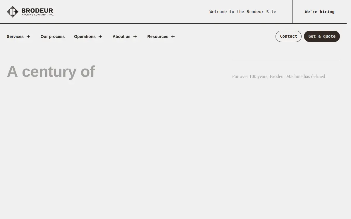 Homepage of Brodeur Machine Company, INC