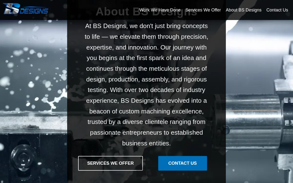 Homepage of Bs Designs INC