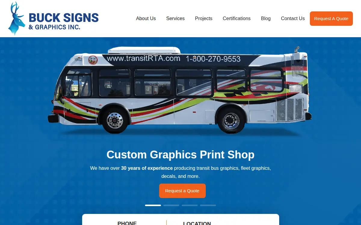 Homepage of Buck Signs & Graphics, INC.