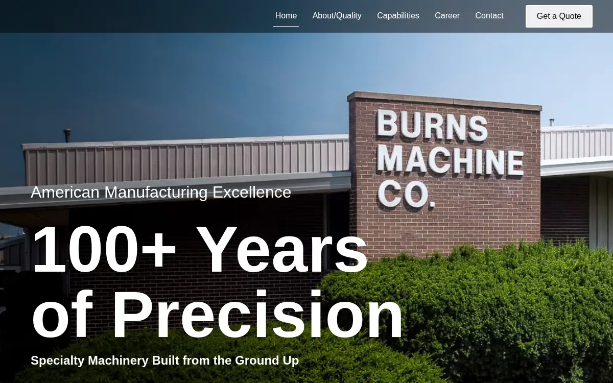 Homepage of Burns Machine CO