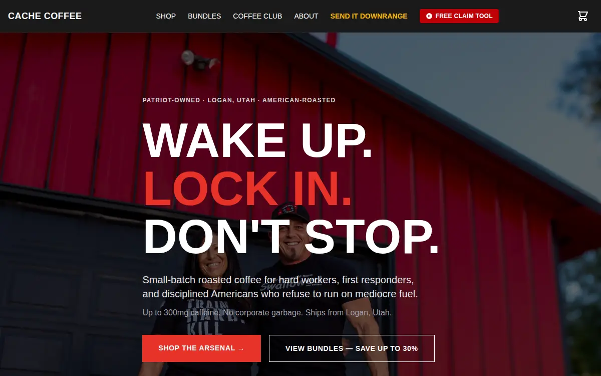 Homepage of Cache Coffee and More LLC