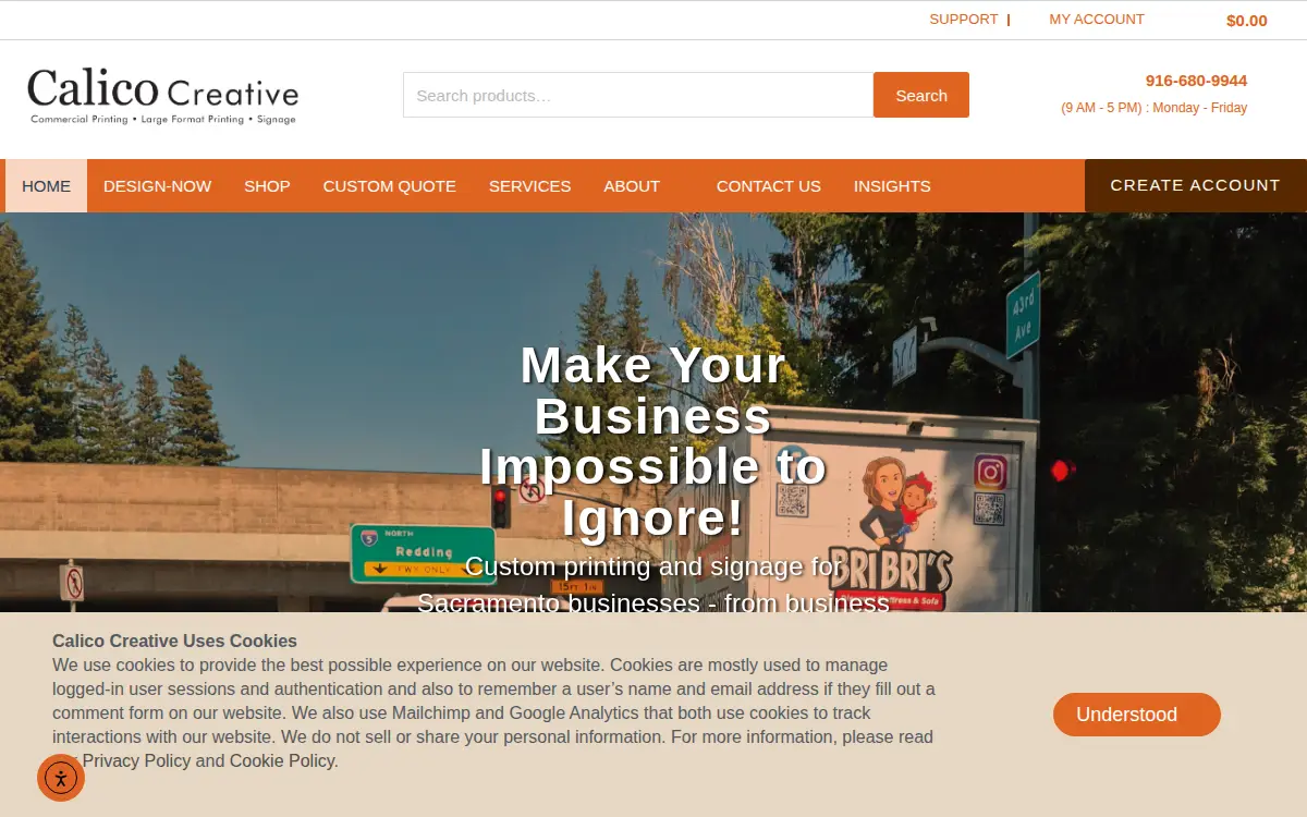 Homepage of Calico Creative LLC