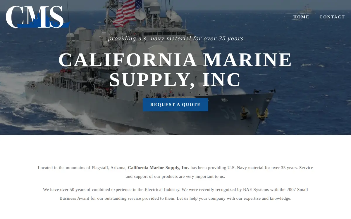 Homepage of California Marine Supply INC
