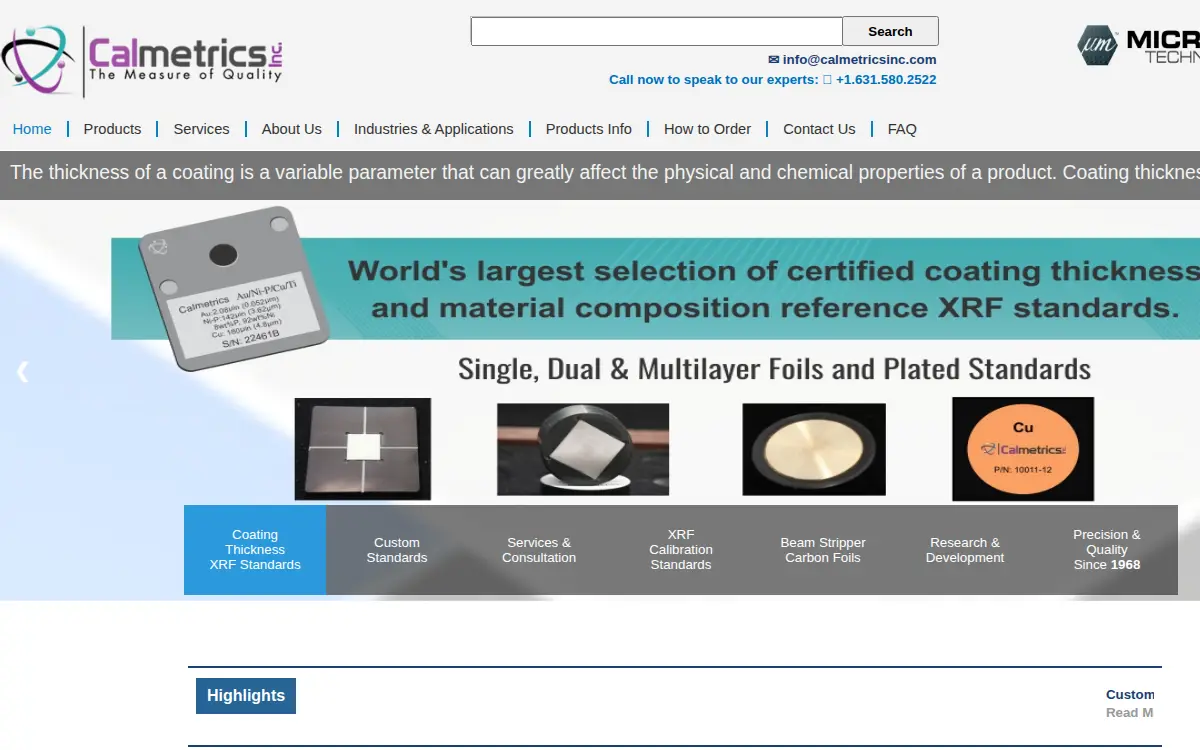 Homepage of Micromatter Technologies INC. USA