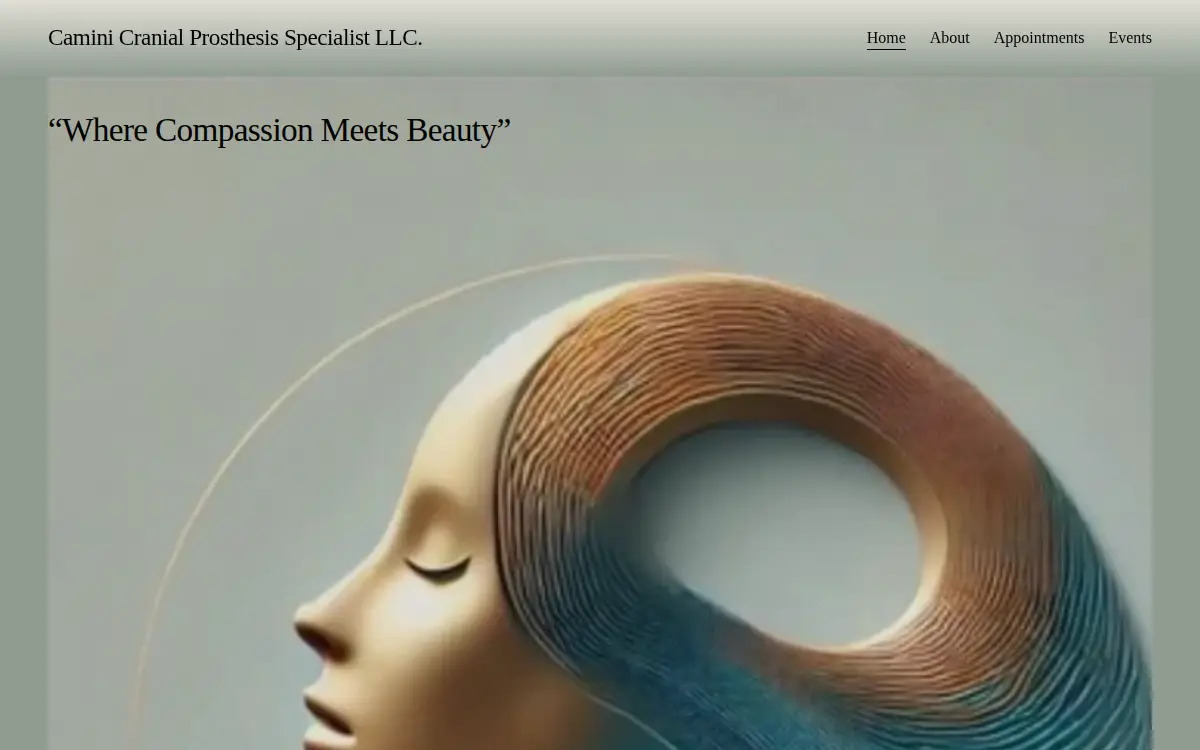 Homepage of Camini Cranial Prosthesis Specialist LLC