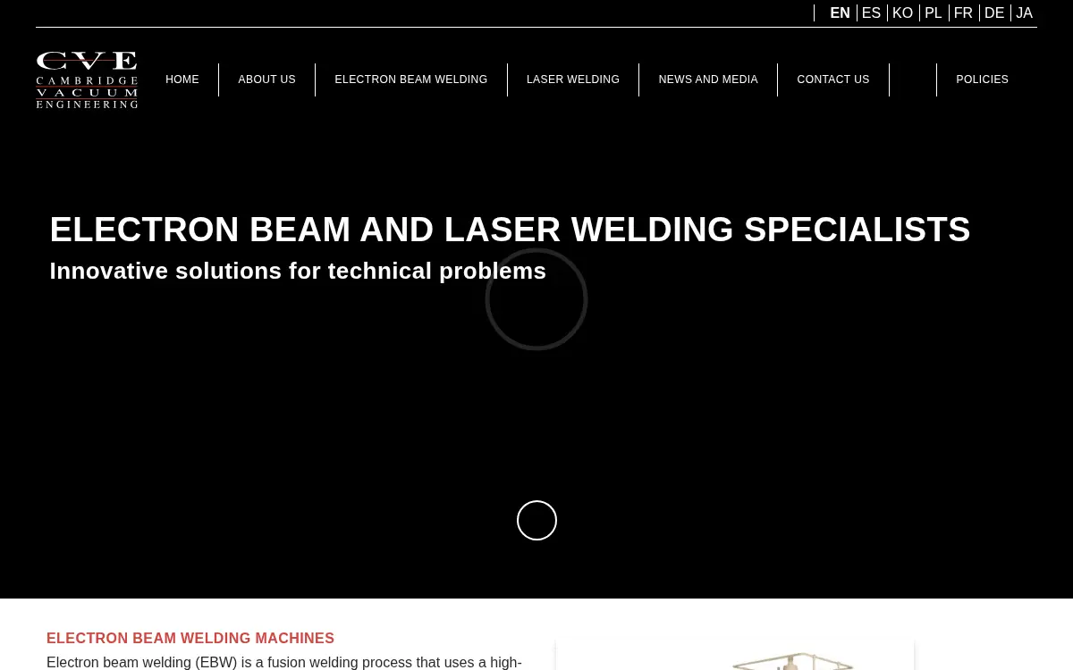 Homepage of Cambridge Vacuum Engineering INC