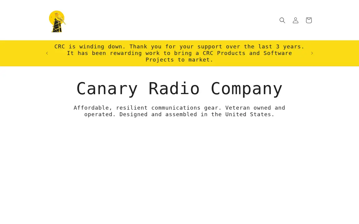 Homepage of Canary Radio Company, LLC