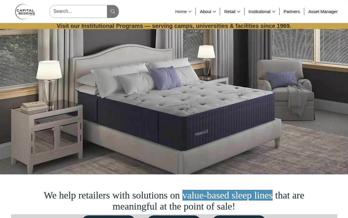 Homepage of Capital Bedding INC