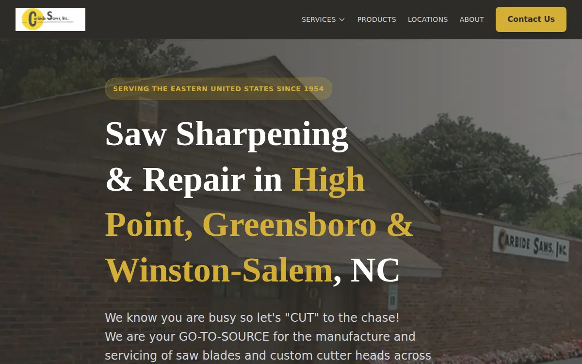 Homepage of Carbide Saws, Incorporated