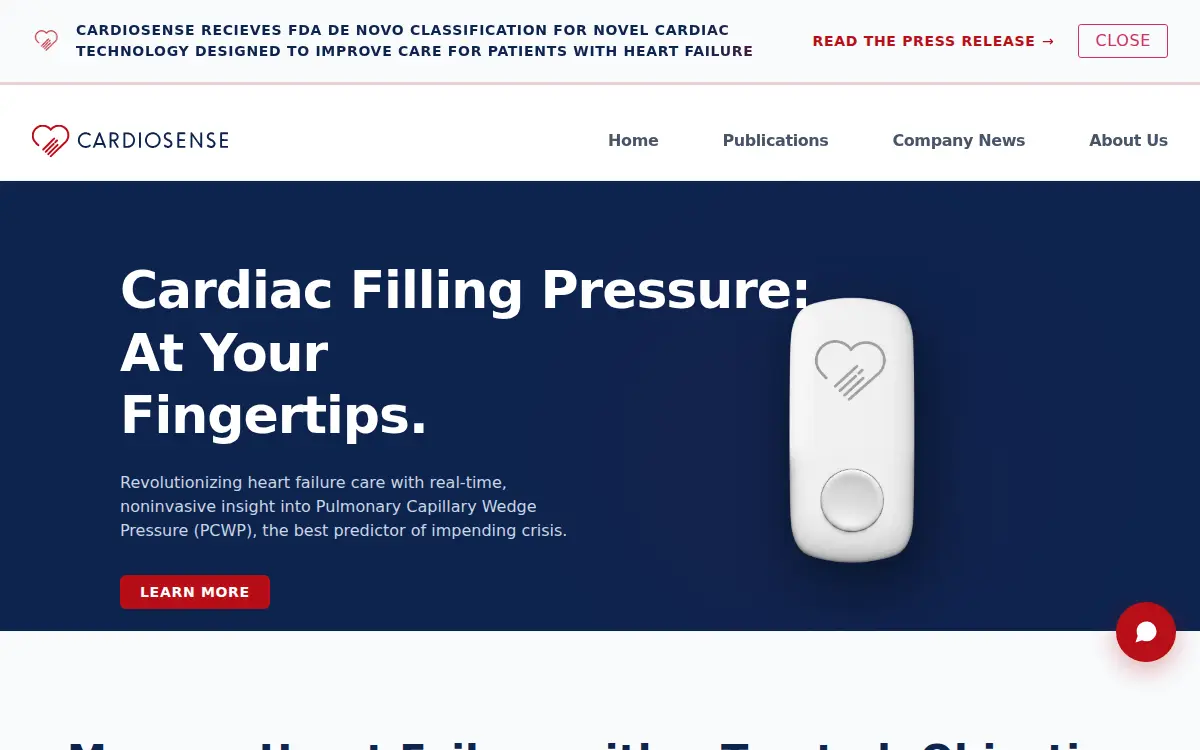 Homepage of Cardiosense, INC.