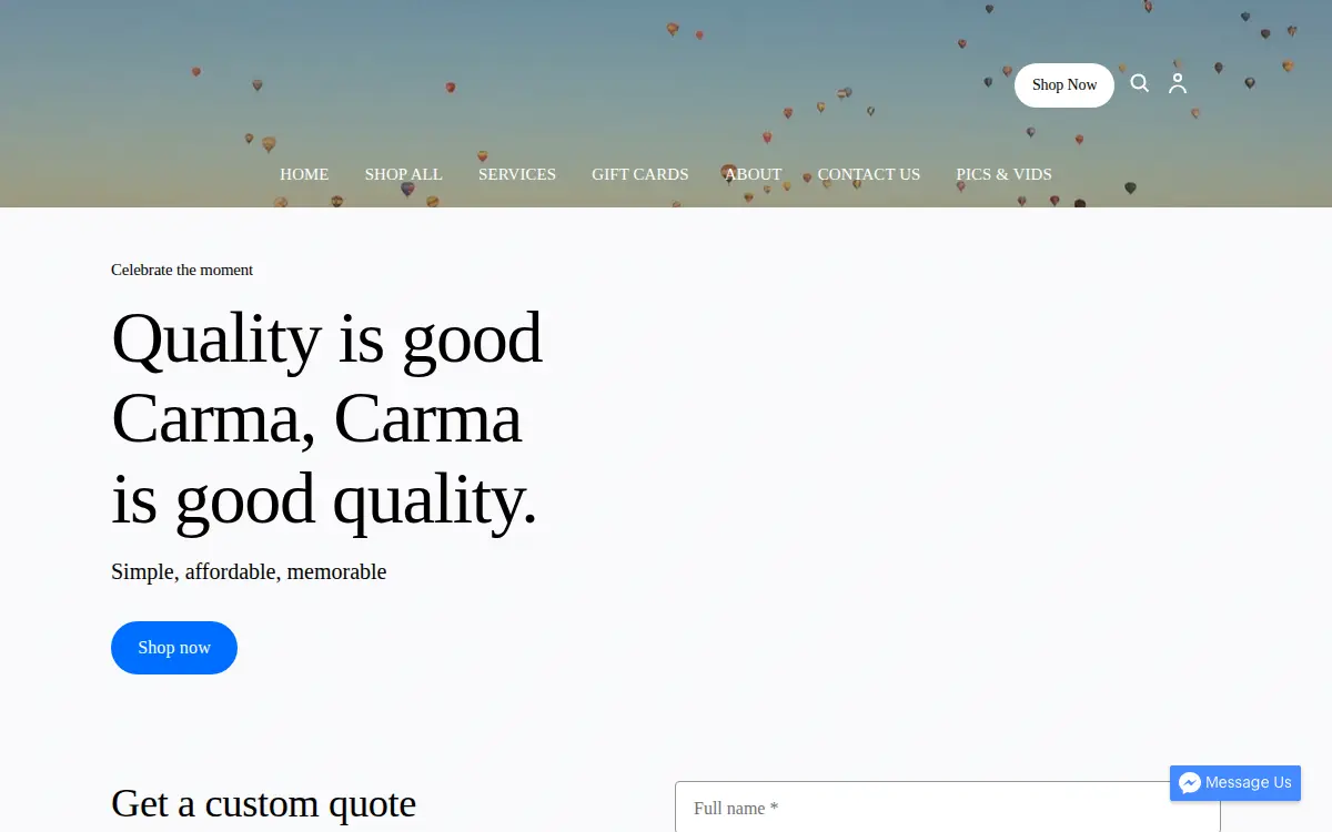 Homepage of Carma Sewing LLC