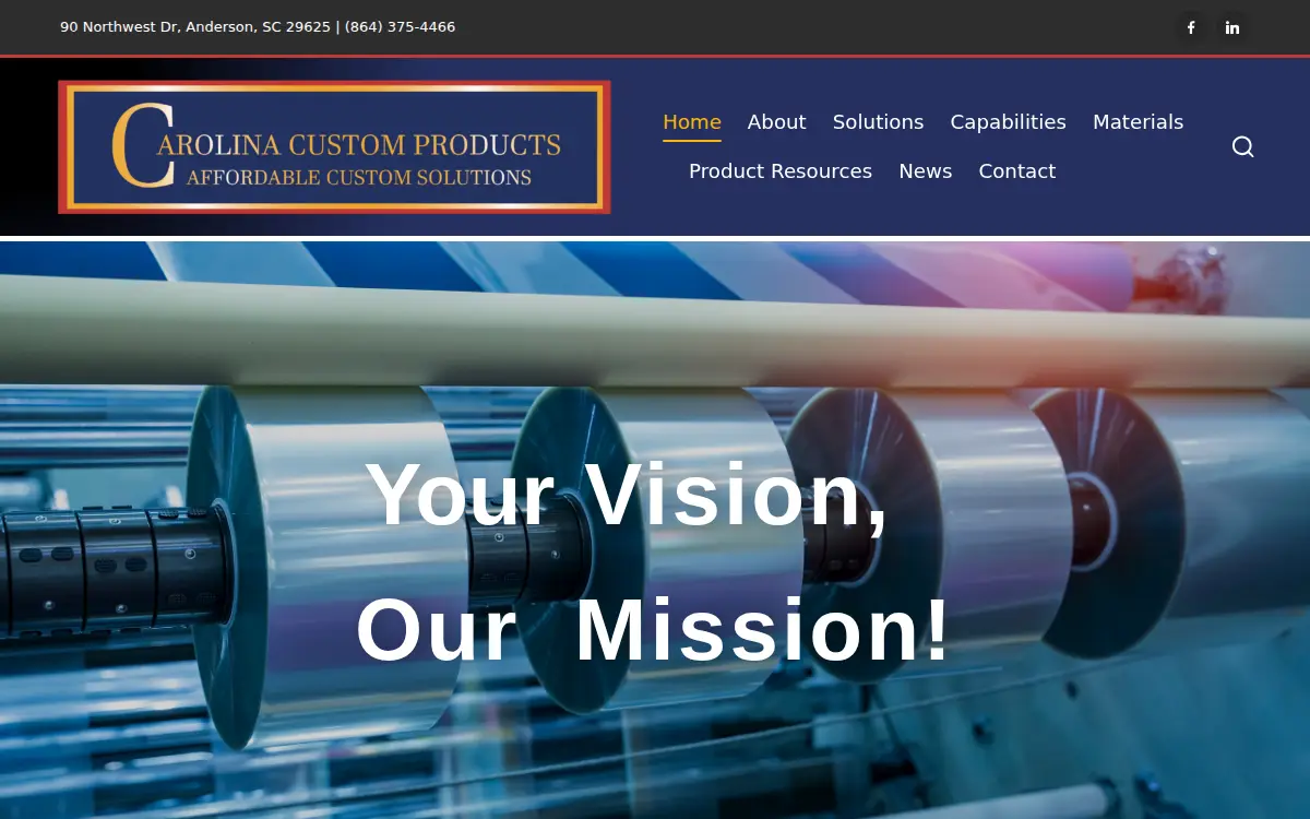 Homepage of Carolina Custom Products LLC