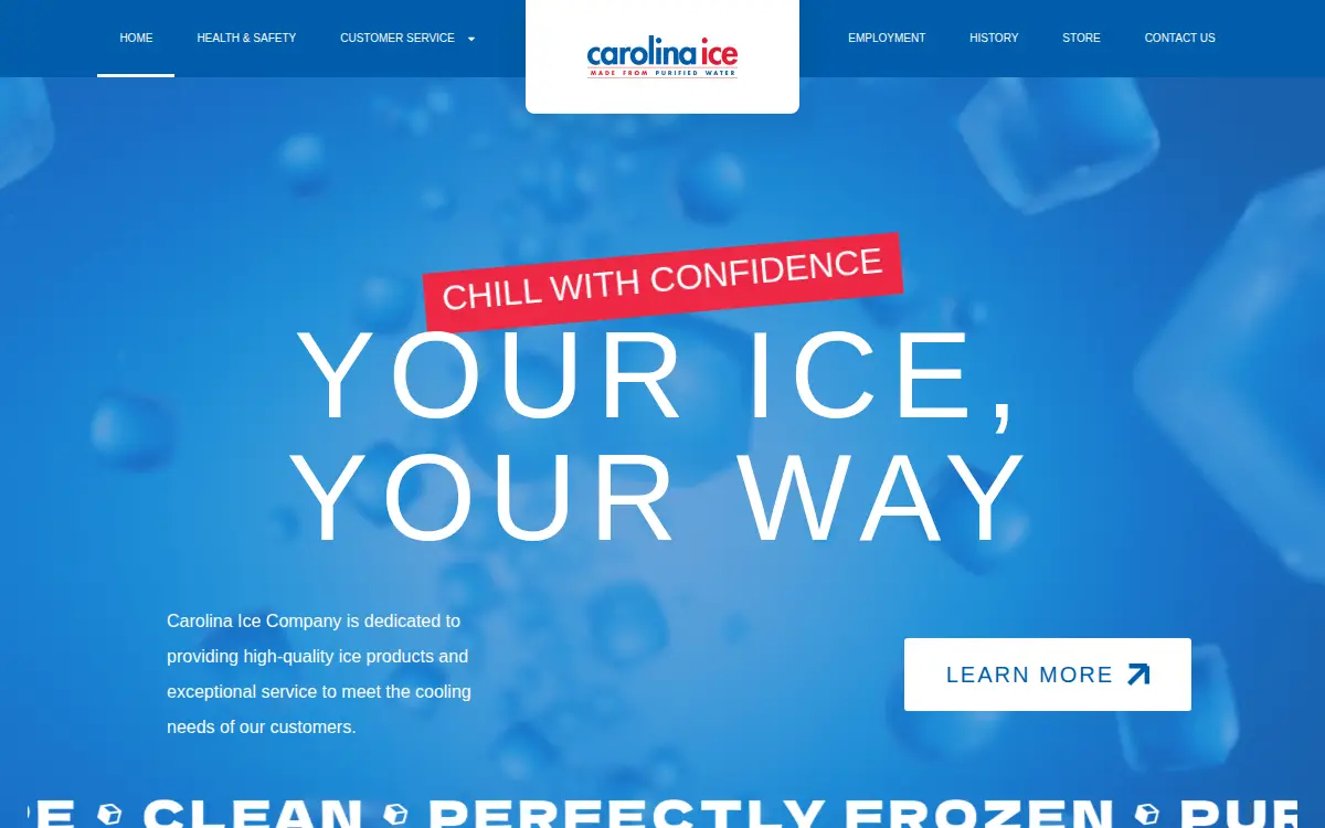 Homepage of Carolina Ice Company